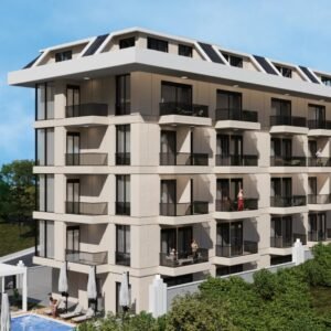 Продажа дуплекса 2+1 в Аланьи, возле пляжа Клеопатра — Вид на море, проект.