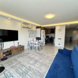 Продается меблированный дуплекс 2+1 с панорамным видом на море и крепость в Аланье, район Клеопатра!