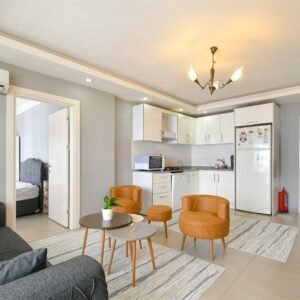 Стильная 1+1 квартира в Аланье, всего в 350 метрах от пляжа Клеопатры.